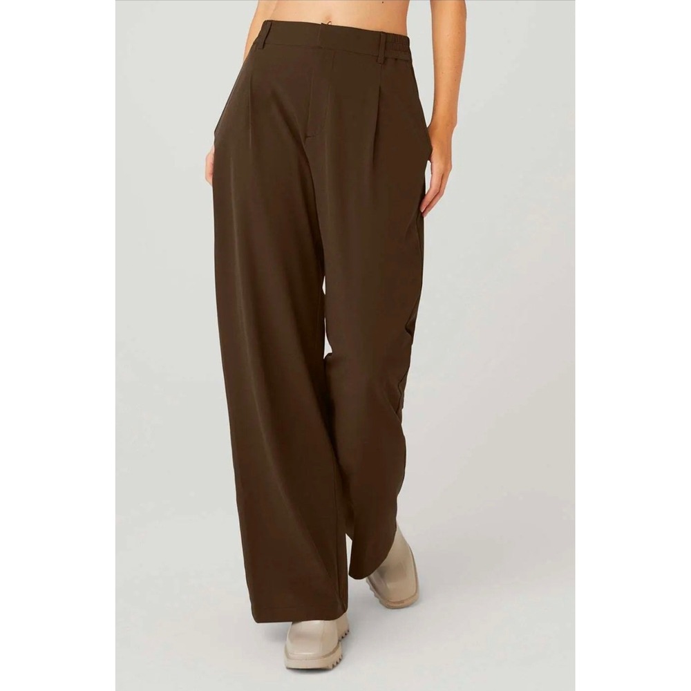 Alo Yoga Pursuit Trouser Espresso Brown Wide Leg Pleated Streetfashion Y2K